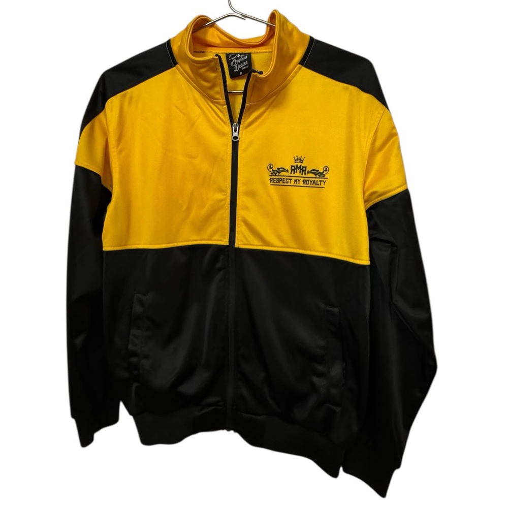 Retro Streetwear Men's S Black & Yellow AMA Track Jacket MINTY
